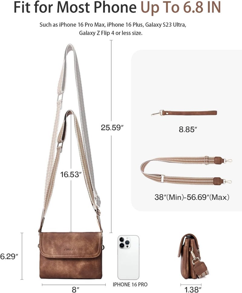 CHOLISS Small Crossbody Bags for Women, Vegan Leather Cell Phone Purse, Mini Travel Purse with Adjustable Strap Womens Gifts - Image 5